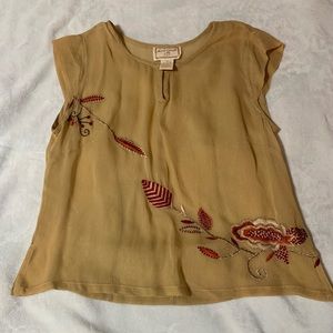 Vintage April Cornell Embroidered Shirt/Blouse- Vaguely Fall Themed